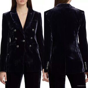Veronica Beard Blue Gaya Velvet Dickey